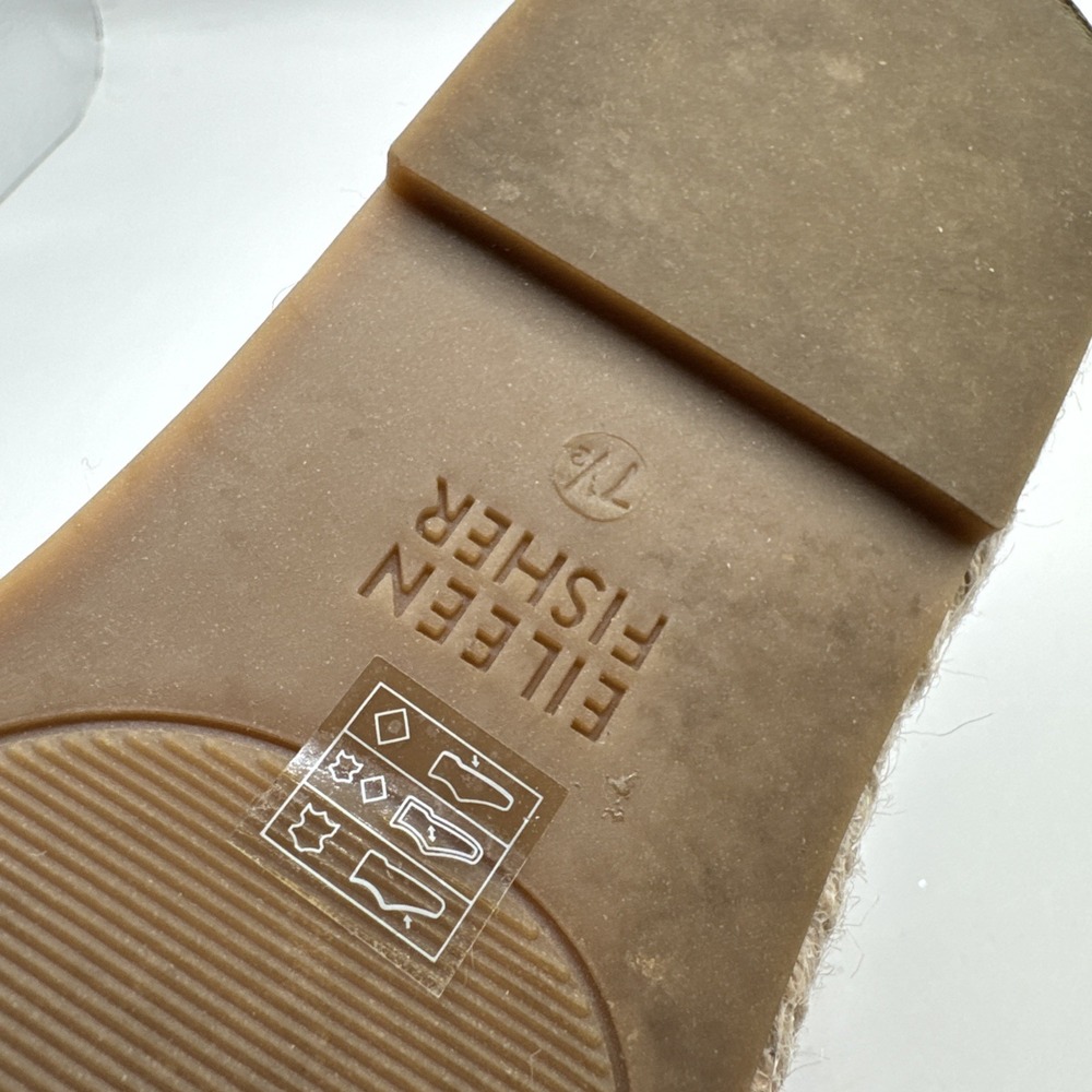Eileen Fisher Lee Gold Leather d'Orsay Espadrille Flat Slip On Sandal Shoes 7.5 - Picture 8 of 13